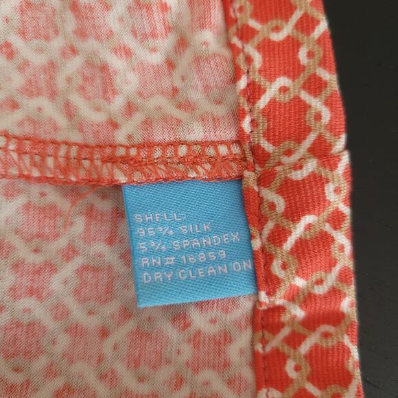 J. McLaughlin Silk Twist Front Dress Short Sleeve Orange Geometric Small - Picture 11 of 11